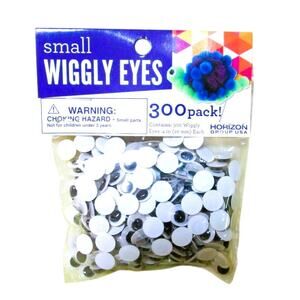Horizon Wiggly Eyes 300 Pack 10mm Black & White Plastic Craft Eyes Dollmaking